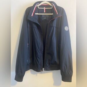 Tommy Hilfiger Men’s XL Dark Blue Full Zip Windbreaker Jacket Polyester Lined